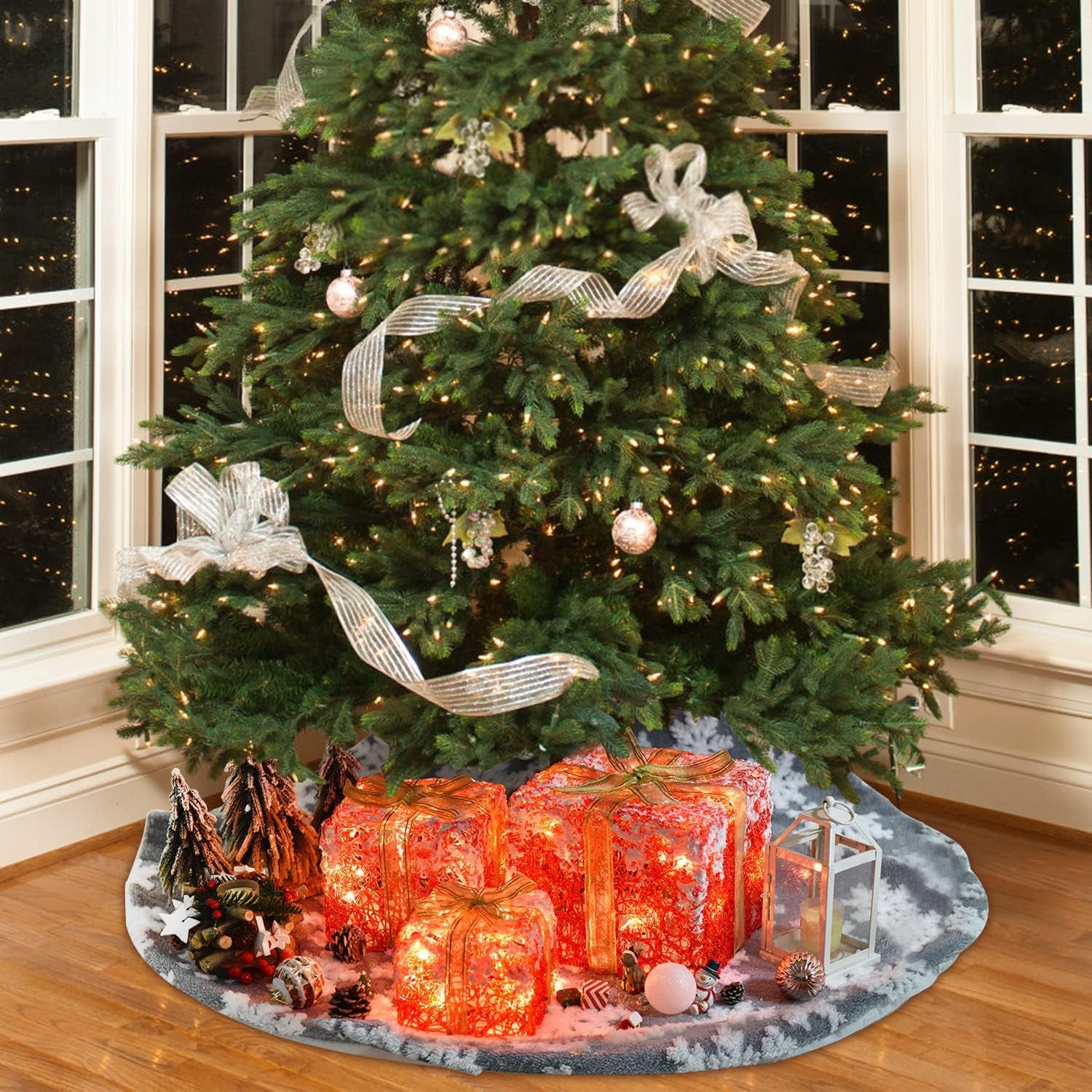 Set of 3 LED Gift Boxes Christmas Boxes with Bows, Xmas Present Gift Boxes for Indoor Outdoor Use Christmas Yard Room Tree Decoration