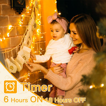 Christmas Lights 200LED 60FT Indoor, Warm White Connectable Plug in String Light Outdoor, 8 Modes Waterproof Timer LED Fairy Lights for House outside Bedroom Patio Balcony