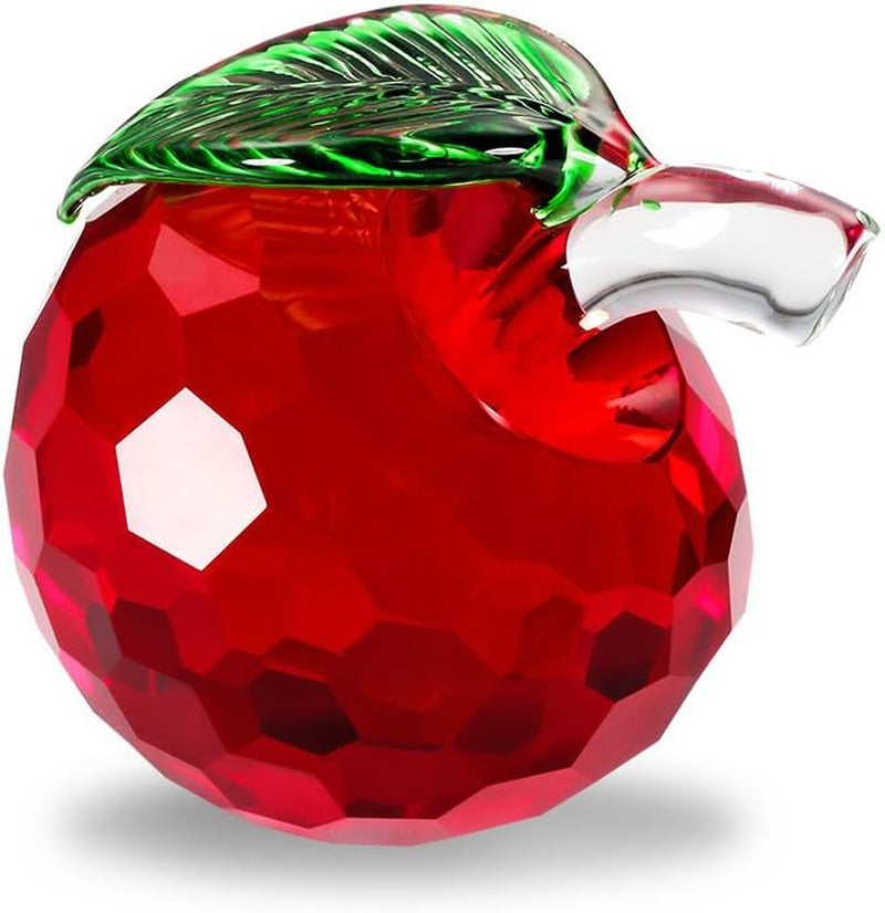 Crystal Apple Paperweight, 60 Mm Art Glass Apple Collectible Figurines Best for Lucky Christmas Eve Gifts Great Wedding Decor Gifts (Red)