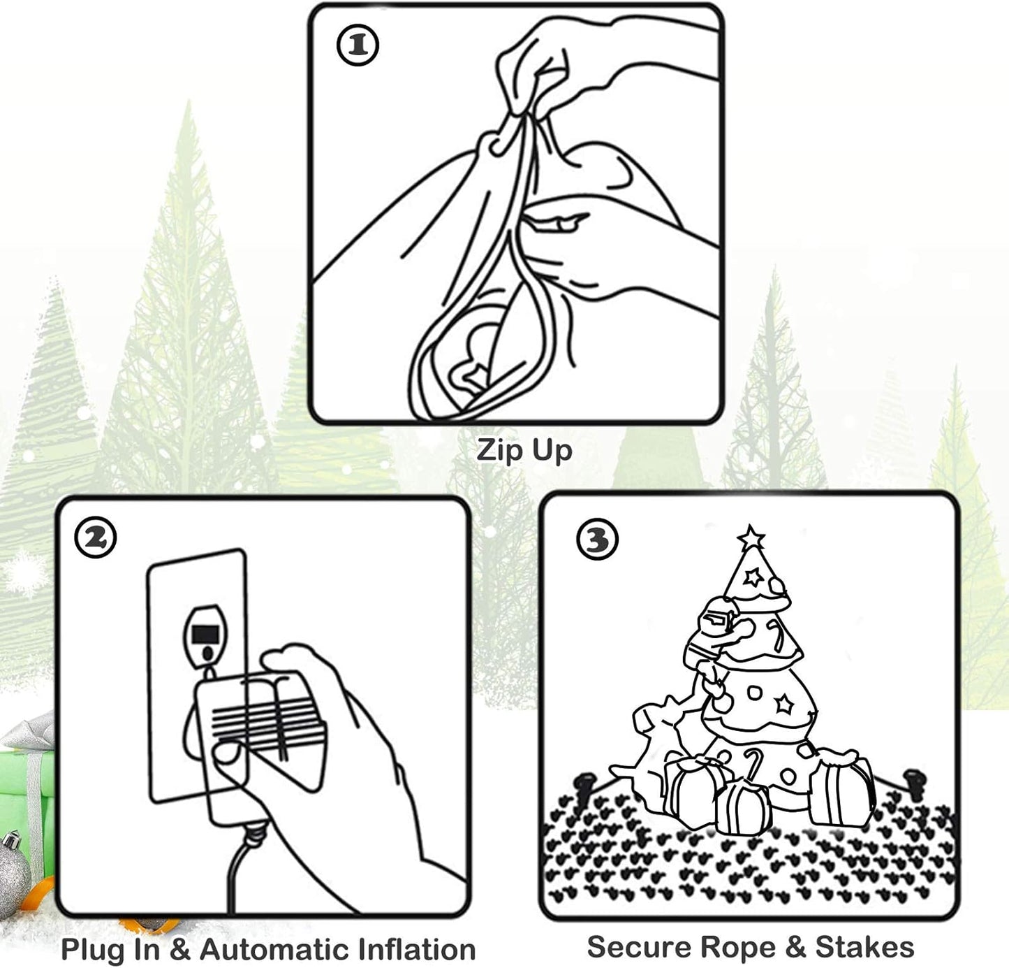 7 Ft Inflatable Christmas Tree with Santa Claus Dog & Gift Boxes, Self Inflating Electric Blow up Lighted Interior with Fan and Anchor Ropes, Indoor Outdoor Garden Yard Family Prop Decoration