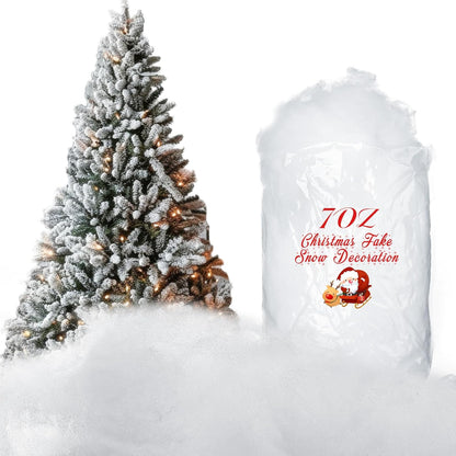 7 Oz Fake Snow 200 G per Bag Artificial Fake Cotton Christmas White Cloud Faux Fluffy Snow Indoor Soft for Winter Christmas Tree Mantle Village Nativity Scene
