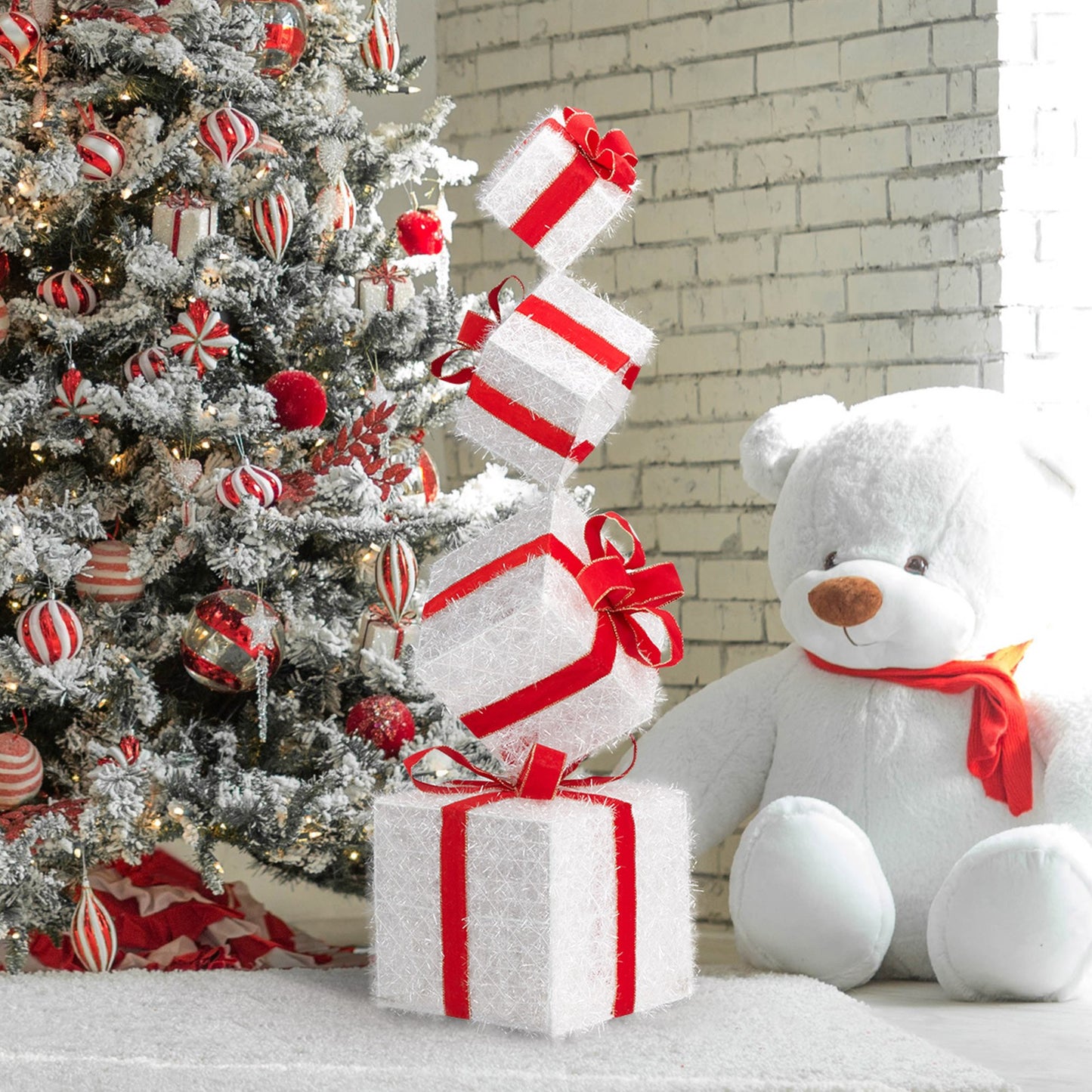 Set of 4 Christmas Lighted Gift Boxes Decorations Indoor Outdoor LED Light Up