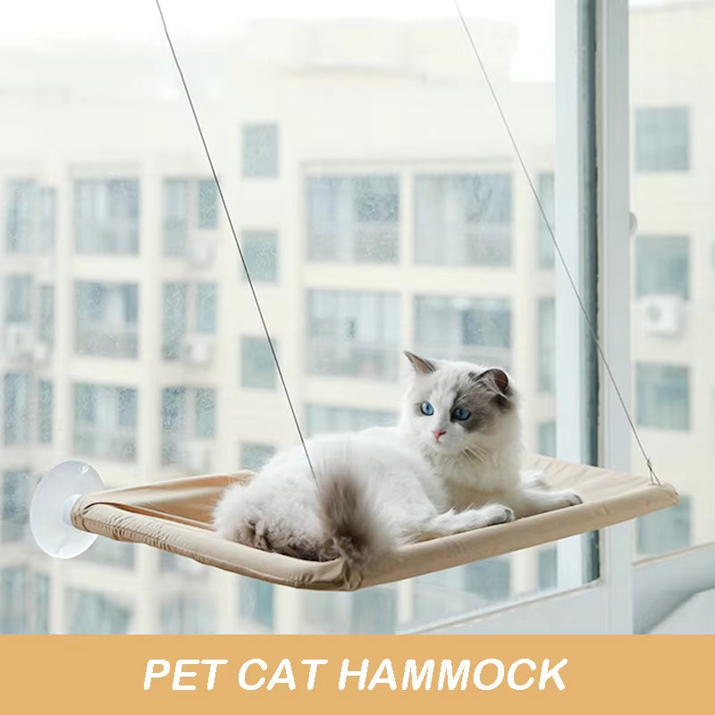 Pet Cat Hammock Aerial Hanging Bed- Cats Bed House Kitten Climbing Frame Sunny Window Seat Nest Bearing 20Kg Pet Accessories