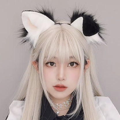 Punk Style Anime Hairhoop Plush Dog Ears Headband Cosplay Costume Halloween Party Headdress Women Role Playing Headwear