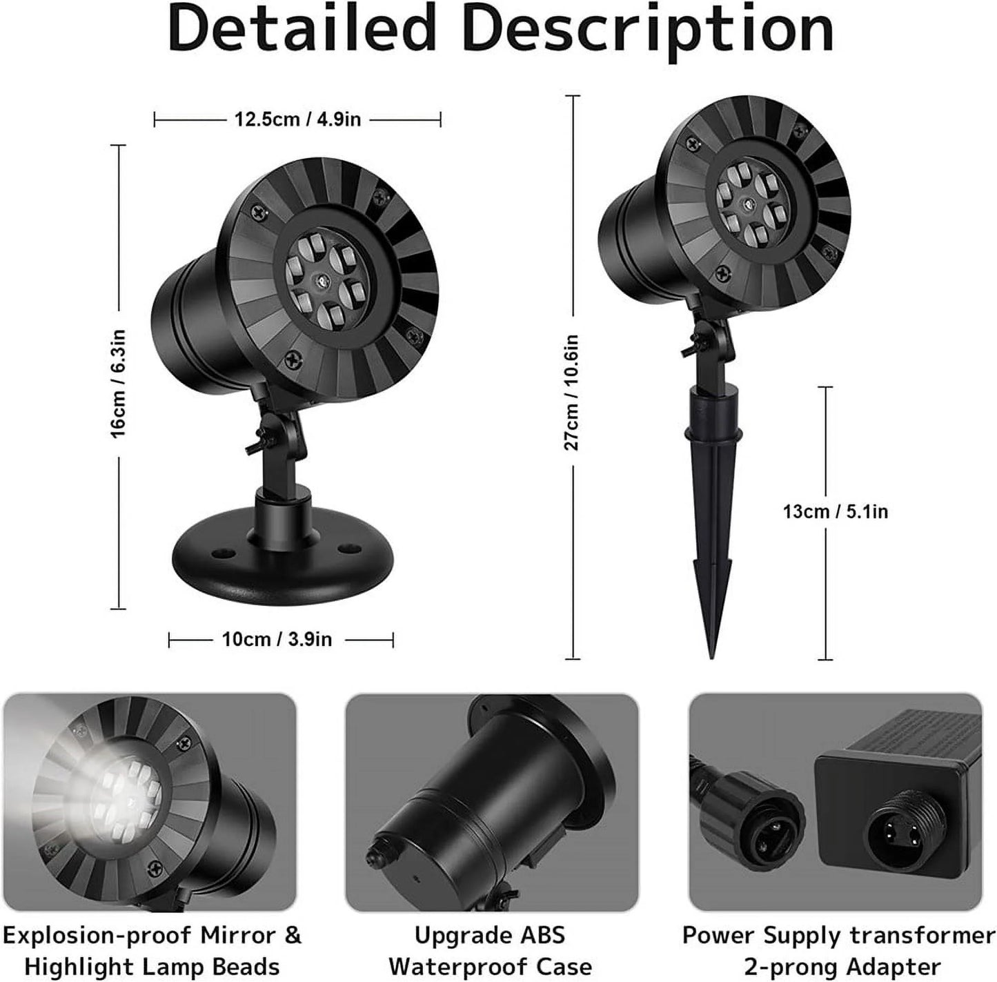 "Christmas Snowflake Projector Light, 2024 Upgraded Dynamic Snowfall Projector LED Light Rotating IP65 Waterproof Indoor Outdoor Landscape Lighting for Christmas Holiday Halloween Xmas Party Decor