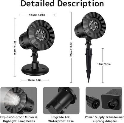 "Christmas Snowflake Projector Light, 2024 Upgraded Dynamic Snowfall Projector LED Light Rotating IP65 Waterproof Indoor Outdoor Landscape Lighting for Christmas Holiday Halloween Xmas Party Decor