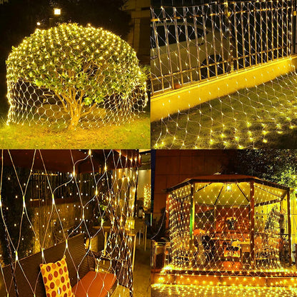 Christmas 360 LED Net Lights, 12 FT X 5FT Christams Outdoor String Lights 8 Modes Waterproof Connectable Xmas Decorations for Indoor Bushes Garden Party Holiday Decor (Warm White)