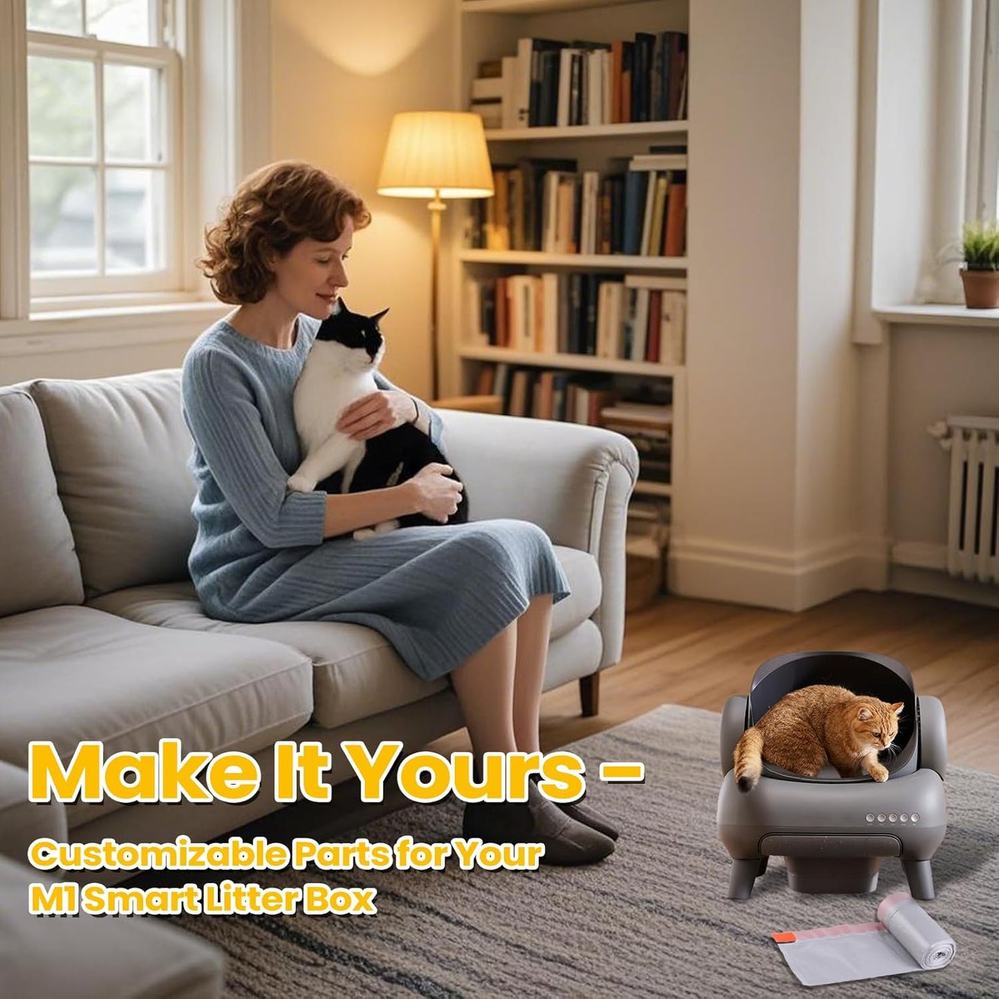 60 Count Cat Litter Replaced Waste Bags Liners for Neakas M1 Petpivot Autoscooper 11 Open- Top Self-Cleaning Cat Litter Box- Disposable Pet Wast Bags with Drawstring Heavy Duty Leak-Proof