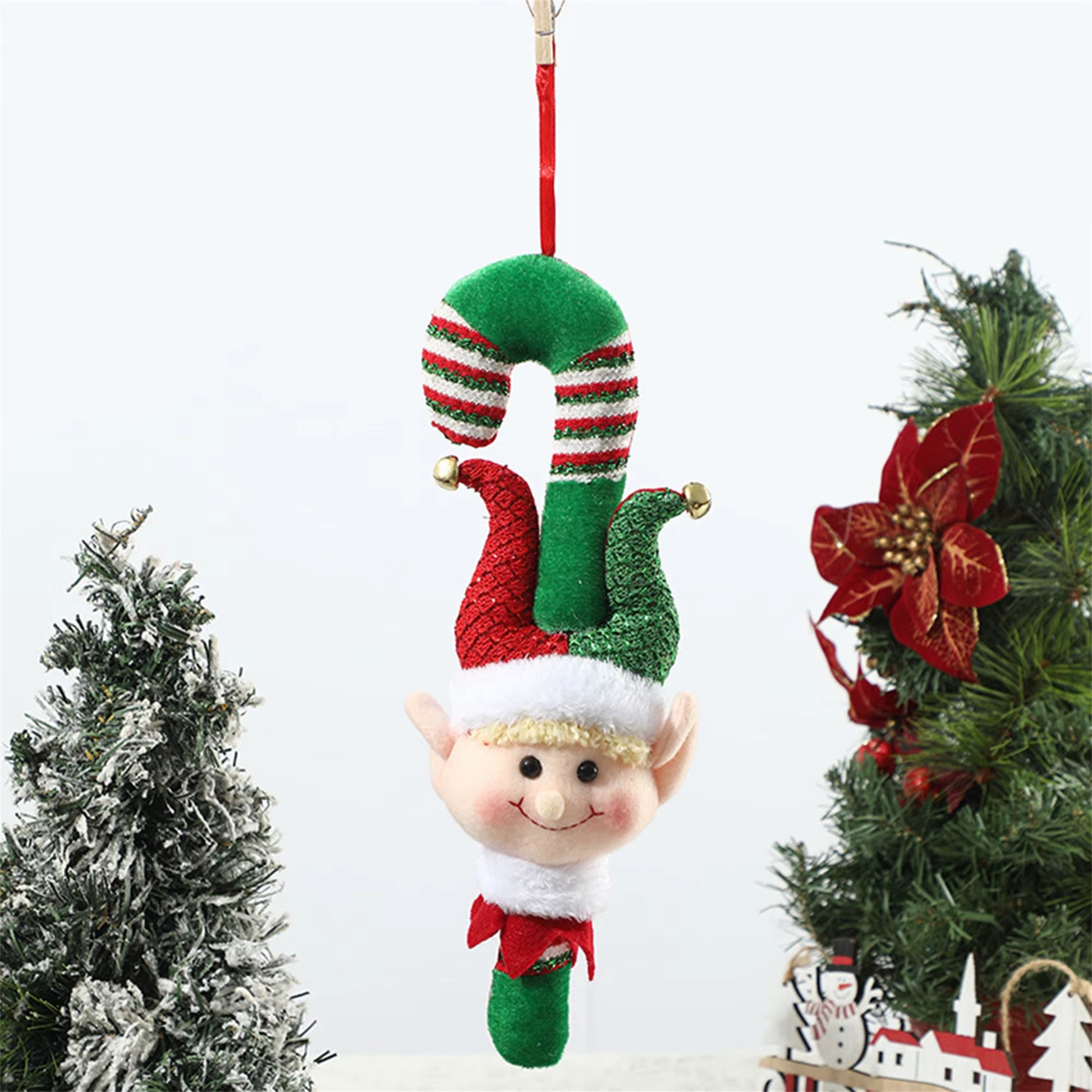 Festive Holiday Santa Claus Plush Doll Christmas Tree Decoration Hanging Ornament Cute Xmas Decorative Elf Toy