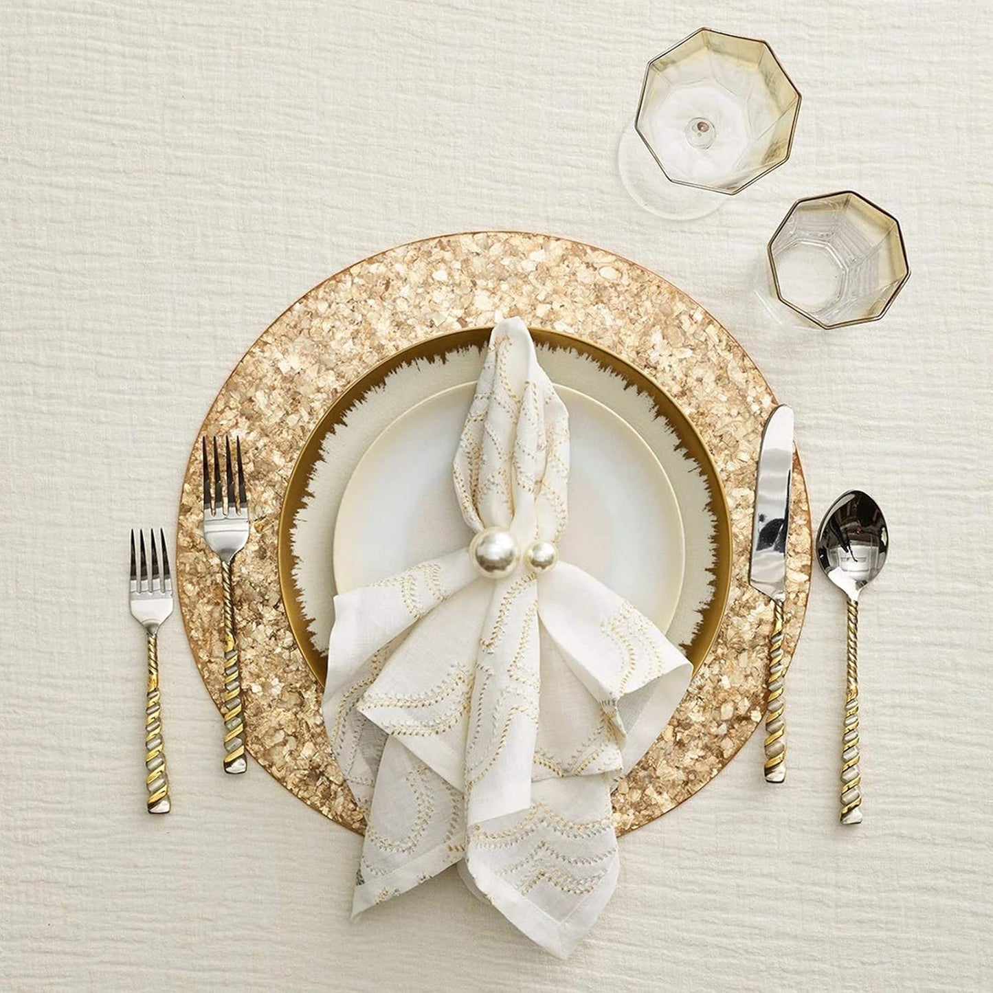 Silver Napkin Rings Set of 12, Pearl Serviette Buckle Napkin Holder for Xmas, Family Gathering, Dinner Party, Wedding Decor (2 Silver Pearls)