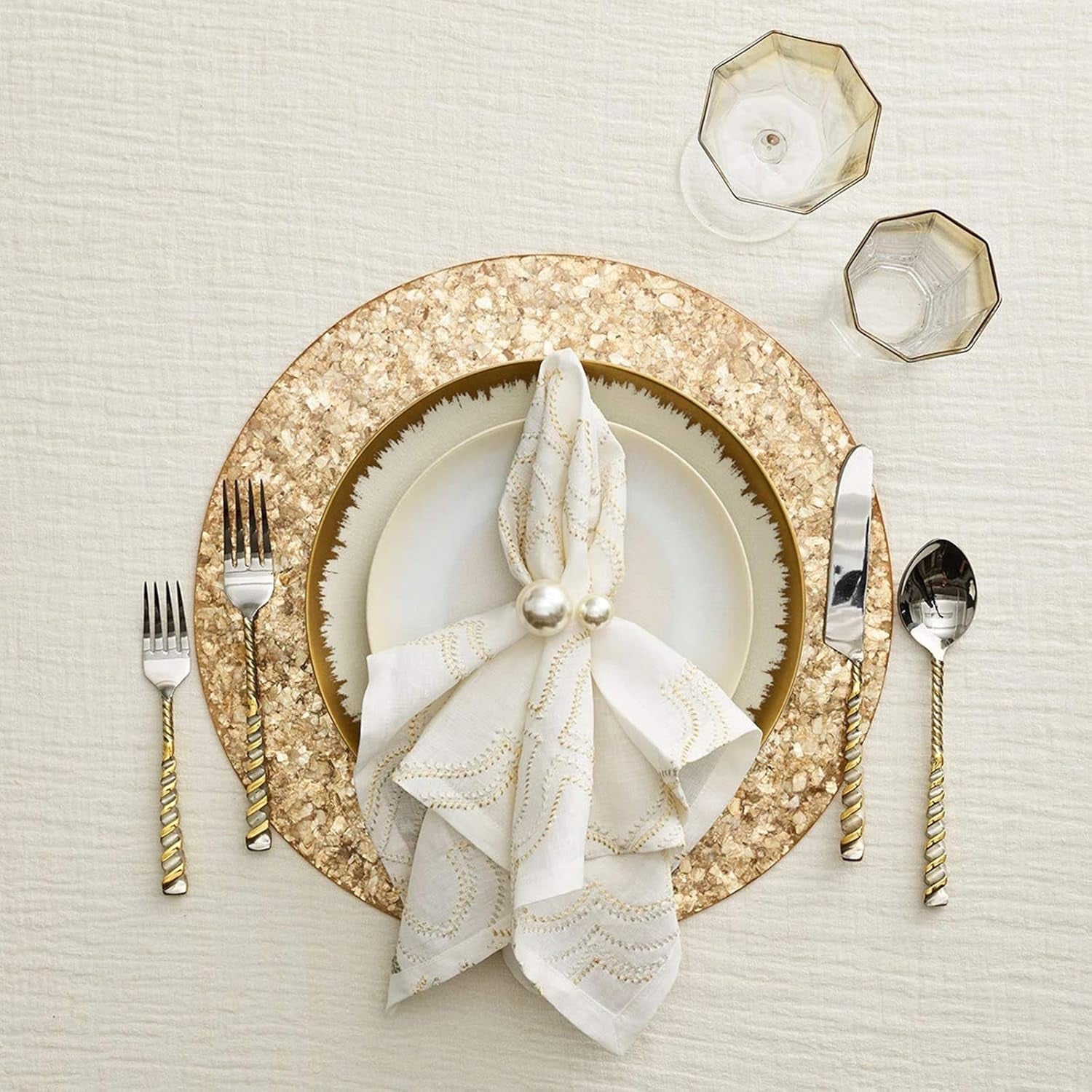 Silver Napkin Rings Set of 12, Pearl Serviette Buckle Napkin Holder for Xmas, Family Gathering, Dinner Party, Wedding Decor (2 Silver Pearls)