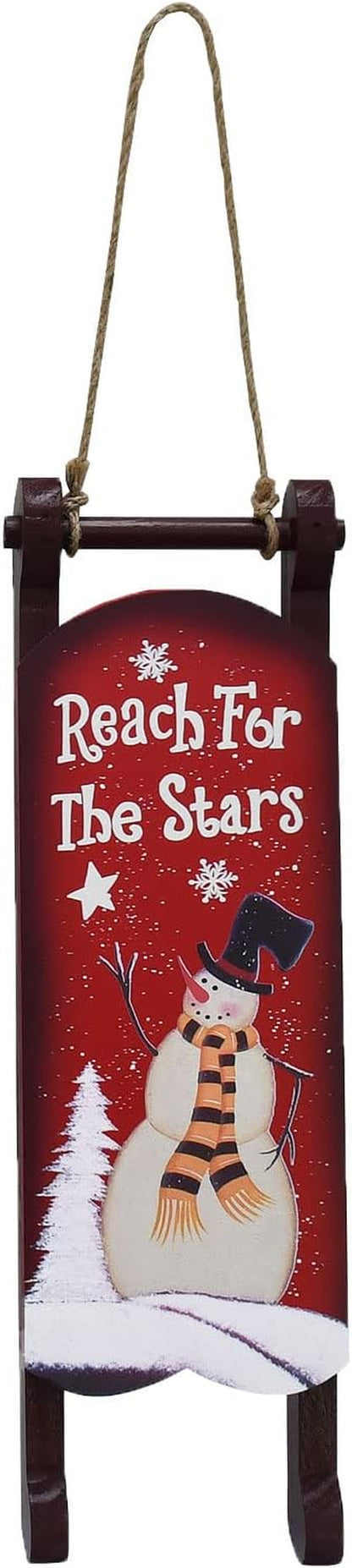 Christmas Sled Decoration Wooden Snowman Welcome Sign Xmas Sleigh Wall Decor Outdoor Hanging Santa Sleigh Rustic Christmas Porch Decor Snowman Wooden Decor Winter Festive Holiday (C)