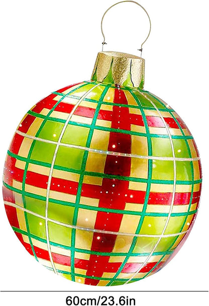 Giant Christmas Orderment - Giant Christmas Blow up Balls Ornaments, 24Inch PVC Inflatable Decorated Christmas Balls with Pump - Holiday Outdoor Yard Christmas Inflatables Decorations