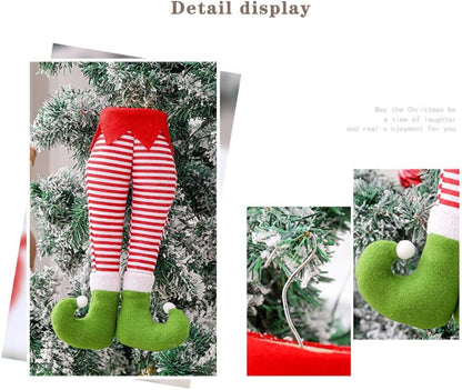 Christmas Elf Stuffed Legs Stuck Tree Topper Decorations Plush Santa Elf Leg Hanging Ornaments Xmas Holiday Indoor Outdoor Party Home Decor Fireplace Car Christmas Ornament