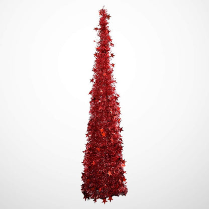 Sequin Pop up Christmas Tree Pet Plastic Christmas Tree Easy to Assemble and Store for Fireplace Party Home Office Store Classroom Xmas Decorations 120Cm (Red)