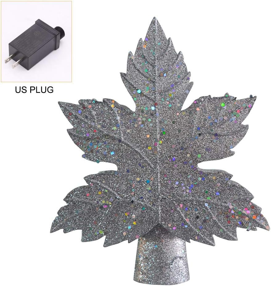 Star Christmas Tree Topper Christmas Tree Topper Lighted with 3D Rotating Snowflake Projector Lights LED Tree Top Projector for Xmas Holiday Home Party(Silver)