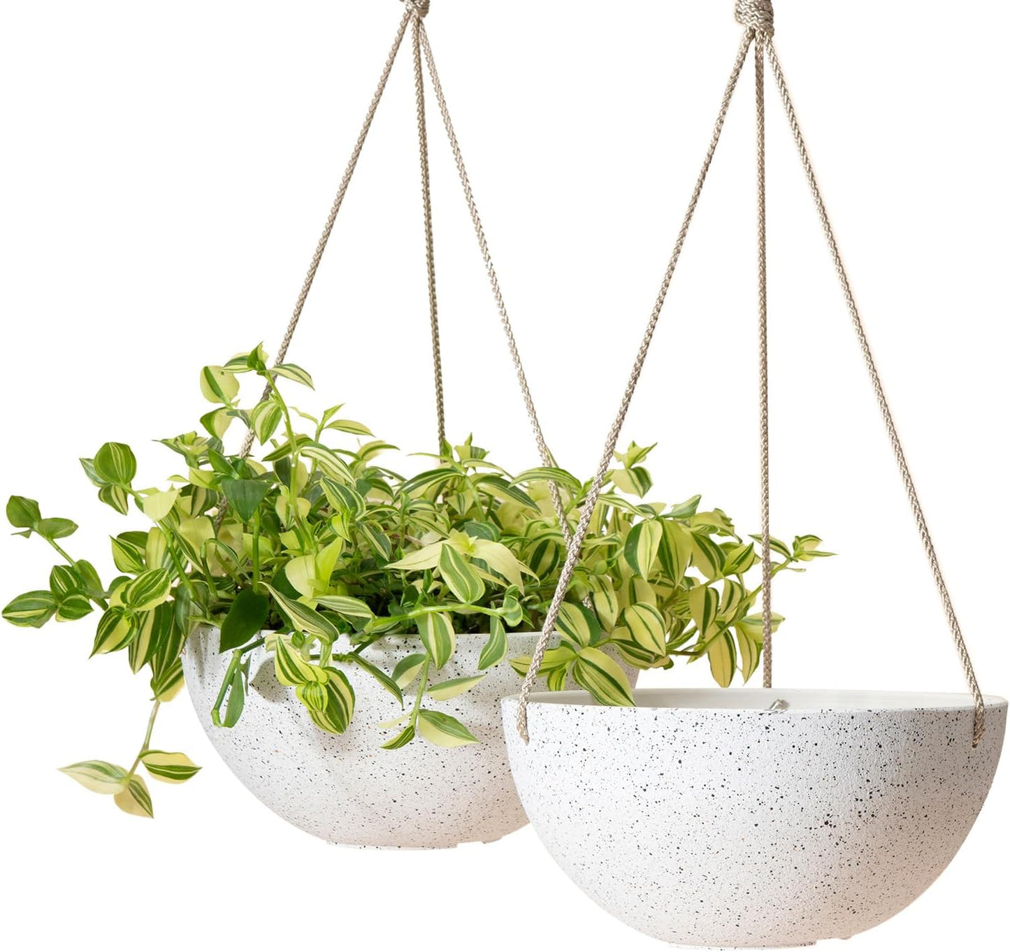 Hanging Planters for Indoor Plants - Flower Pots Outdoor 9.84 Inch Garden Planters and Pots,Speckled White Set of 2