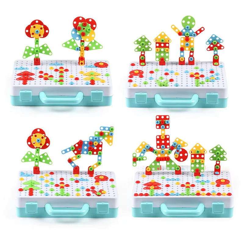 Electric Drill Nut Disassembly Match Tool Toys- Children Educational Assembled Blocks Sets Tools for Boys Design Building Toys