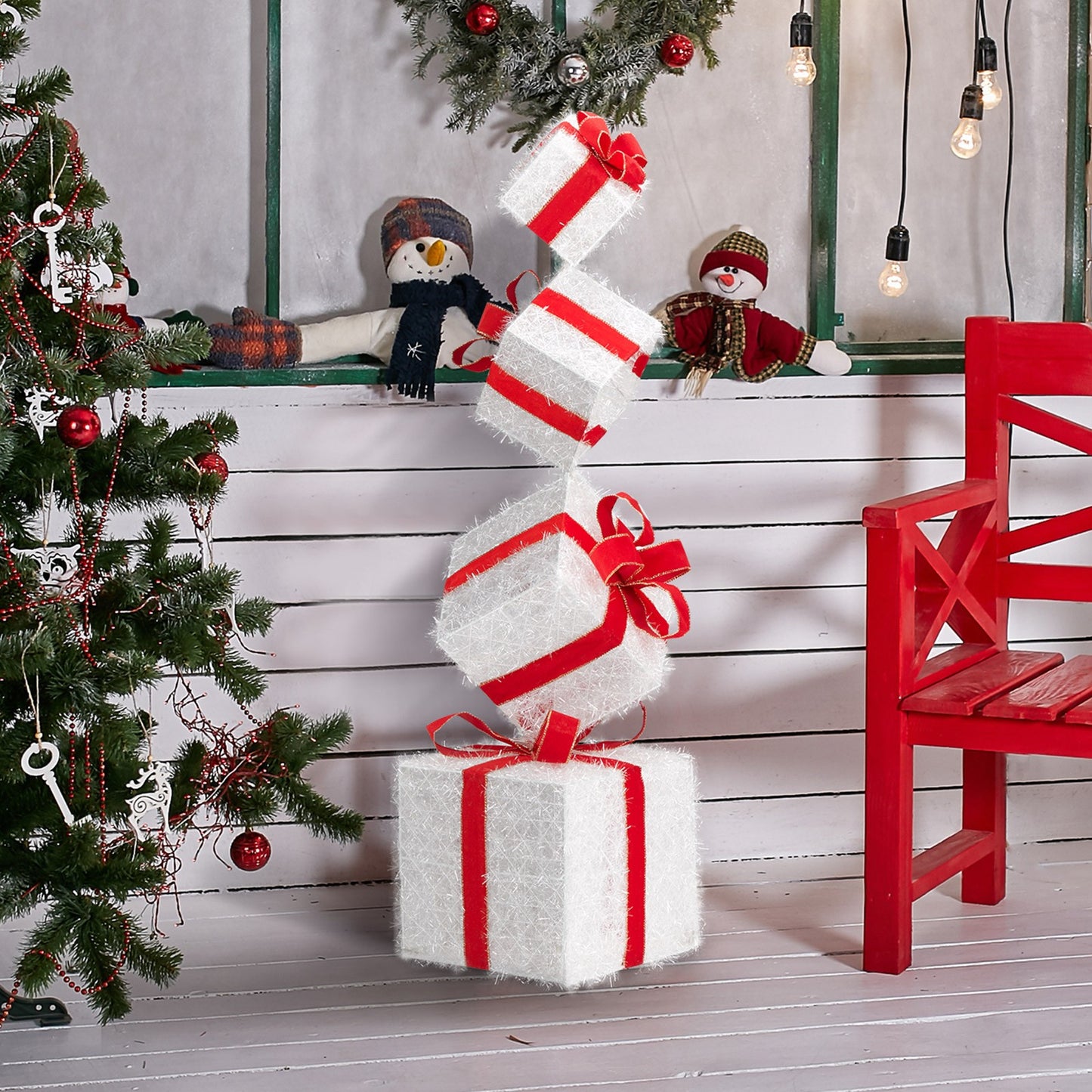 Set of 4 Christmas Lighted Gift Boxes Decorations Indoor Outdoor LED Light Up